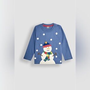 $29 MSRP NWOT JoJo Maman Bébé Snowman Appliqué shirt size 12-18 months
